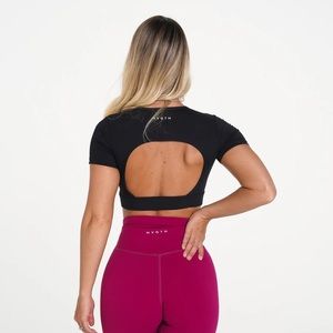 NVGTN black open back tee
